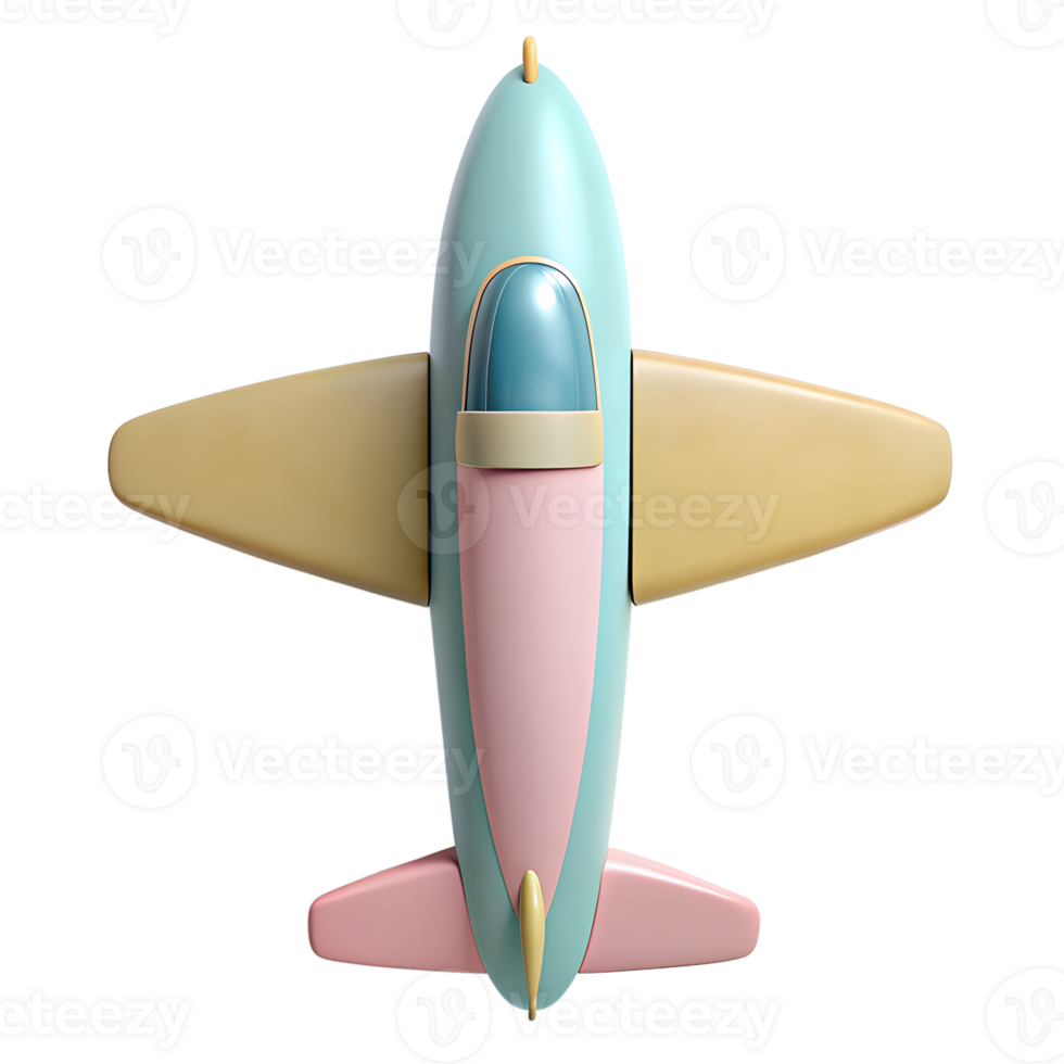 Top view of, Model plane,airplane on pastel color. isolated on background png