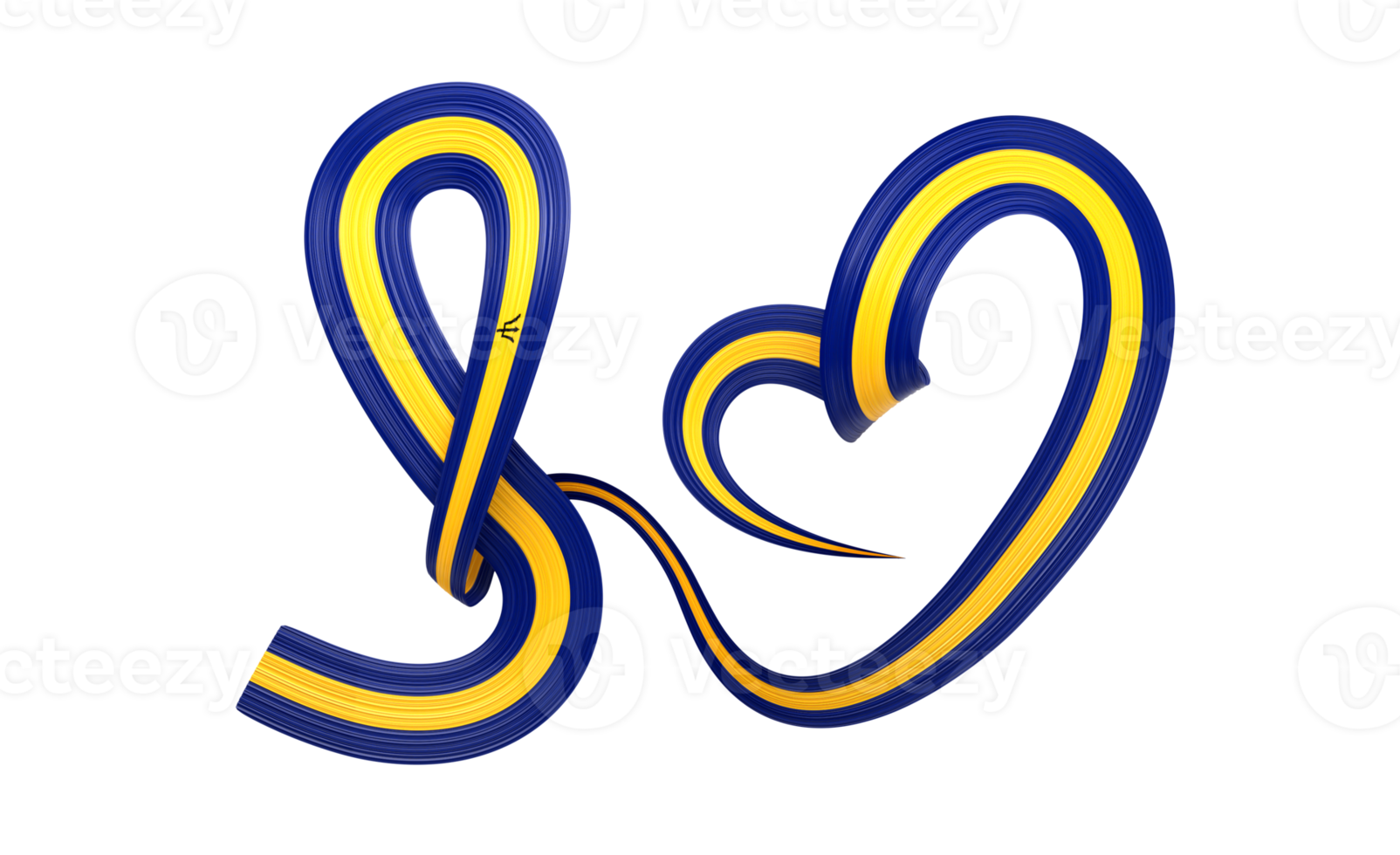 3d Flag Of Barbados Heart Shape Shiny Wavy Awareness Ribbon Flag 3d Illustration png