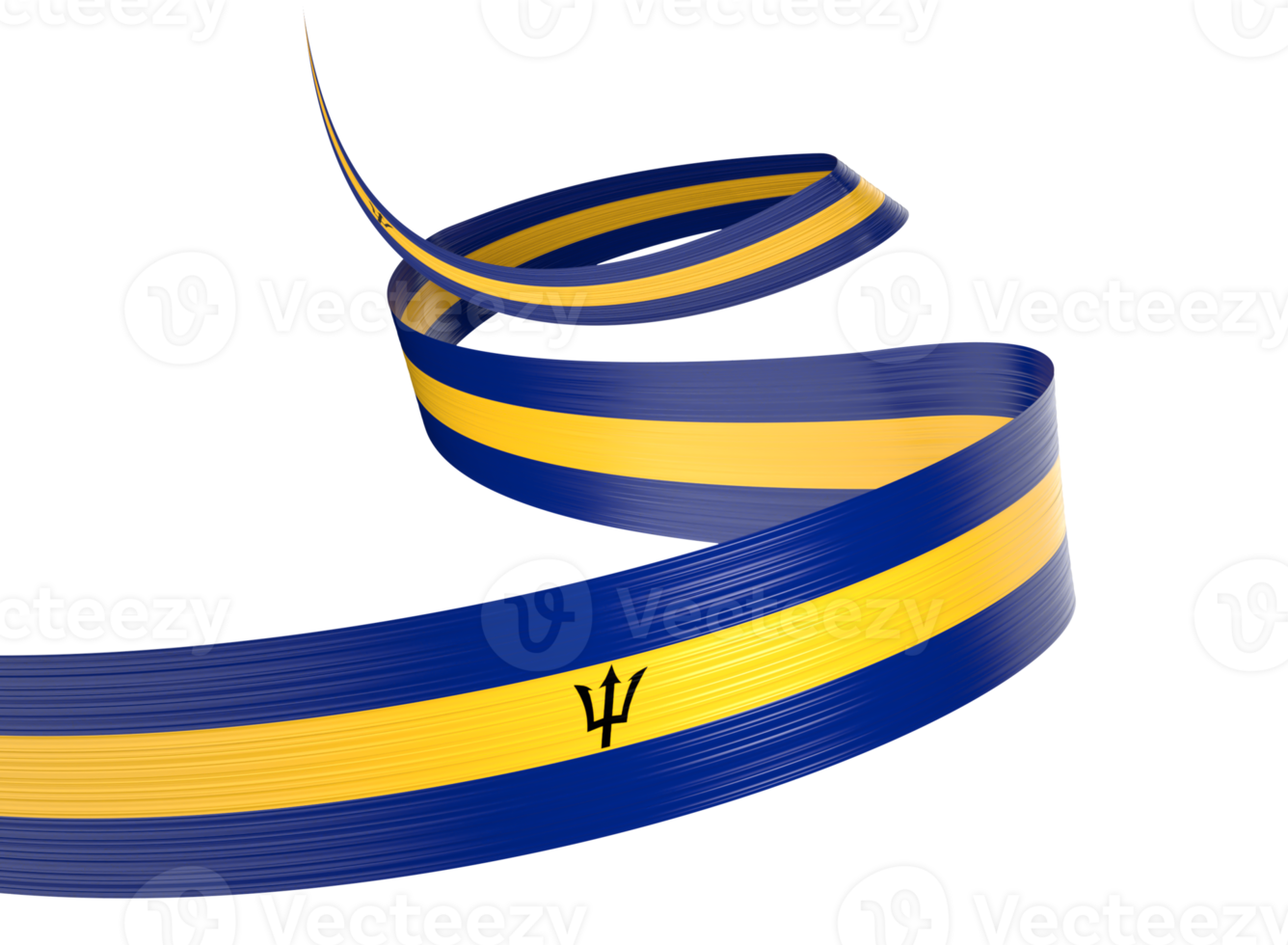 3d Flag Of Barbados 3d Wavy Shiny Barbados Ribbon Flag 3d Illustration png