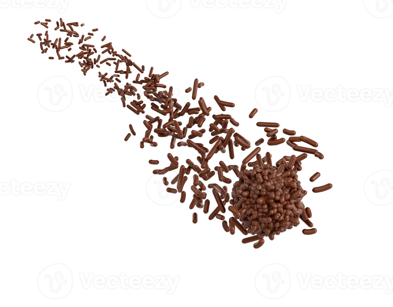 Chocolate Sprinkles Coming In The Air And Stops On Brigadeiro Brazilian Dessert Ball 3D Illustration png