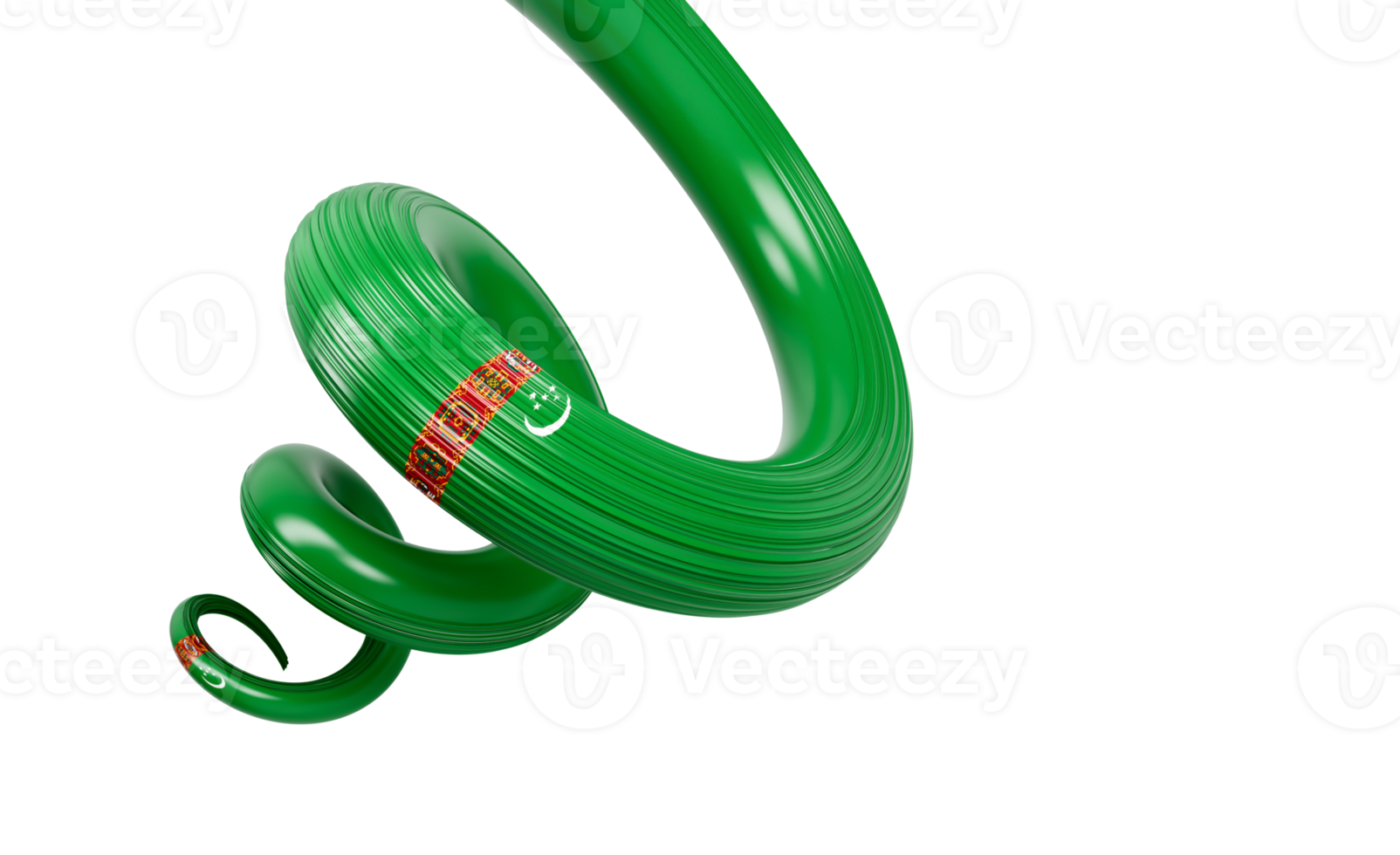 3d Flag Of Turkmenistan 3d Spiral Glossy Ribbon Flag 3d Illustration png