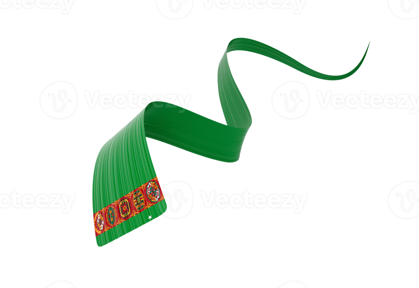 3d Flag Of Turkmenistan 3d Wavy Shiny Turkmenistan Ribbon Flag 3d Illustration png