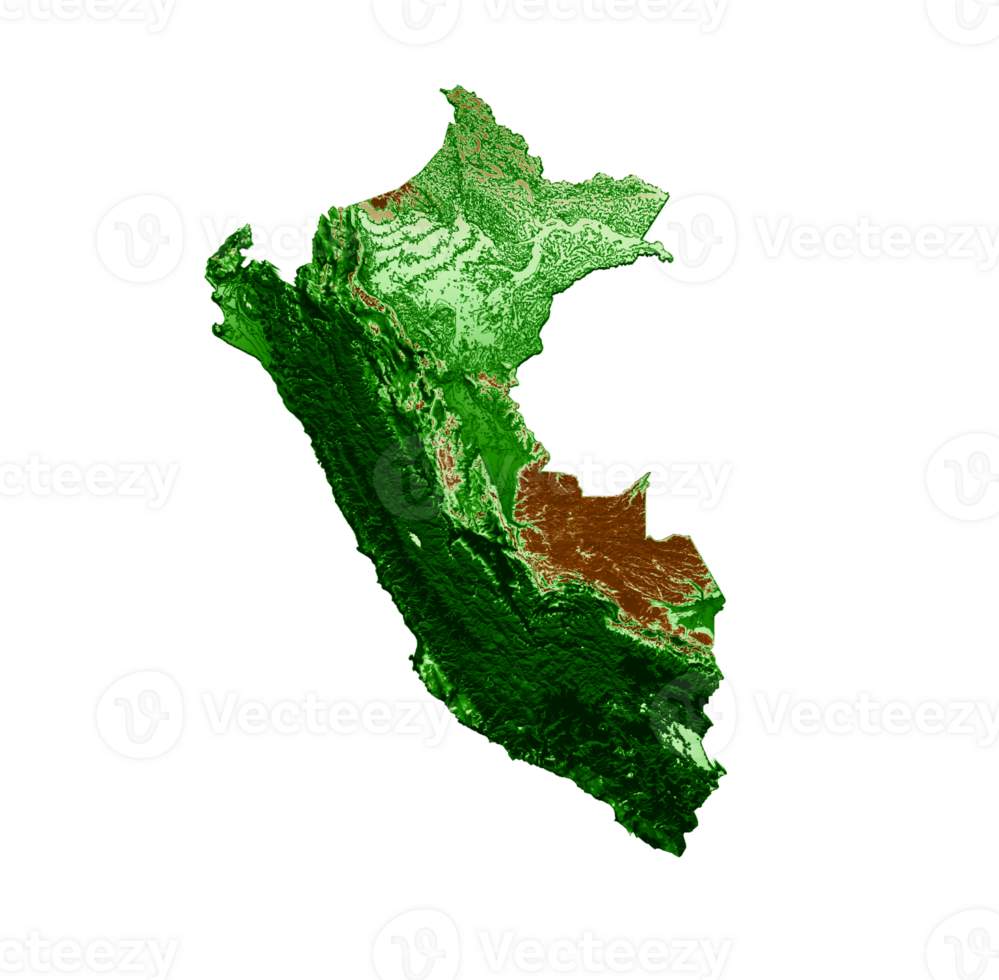 Peru Topographic Map 3d realistic map Color 3d illustration png