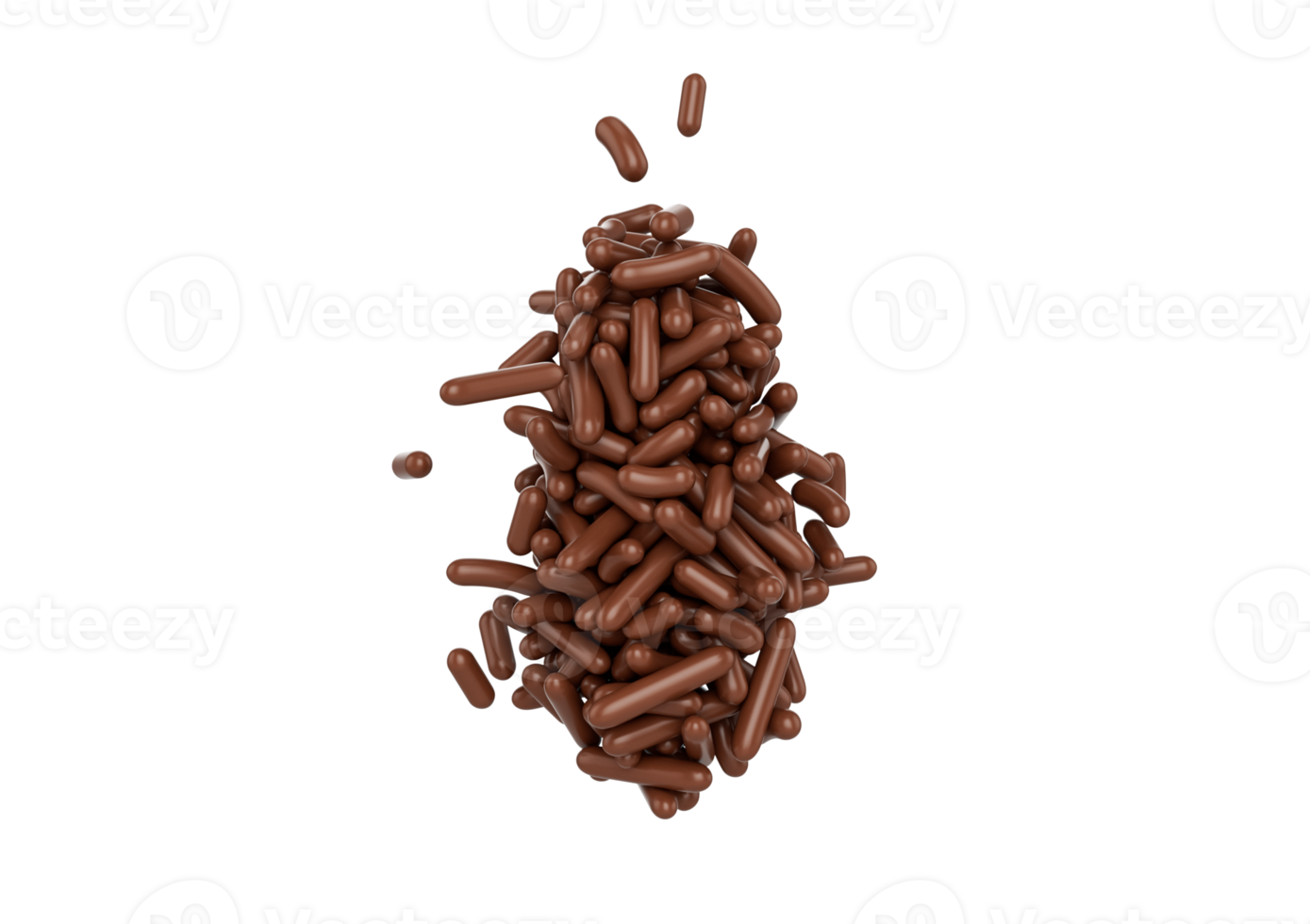 Group Of Chocolate Sprinkles Or Meises Cakes And Bakery Items 3D Illustration png