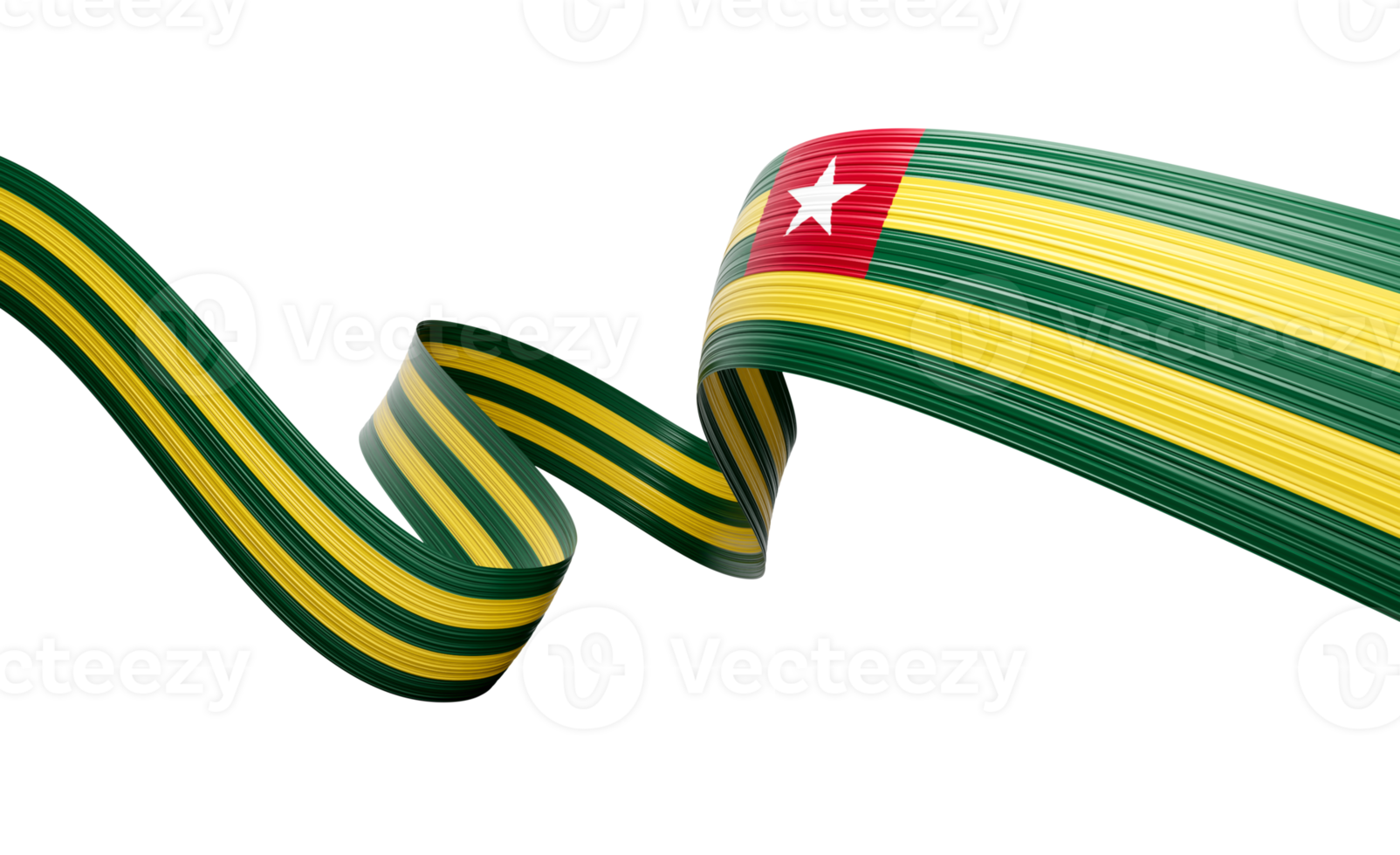 3d Flag Of Togo 3d Shiny Waving Togo Ribbon Flag 3d Illustration png