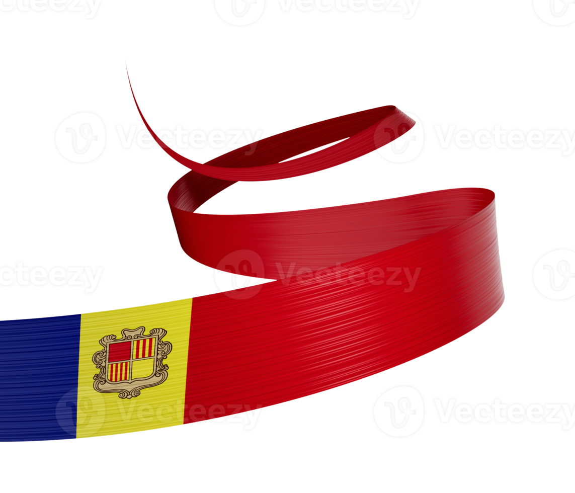 3d Flag Of Andorra 3d Waving Ribbon Flag, 3d illustration png