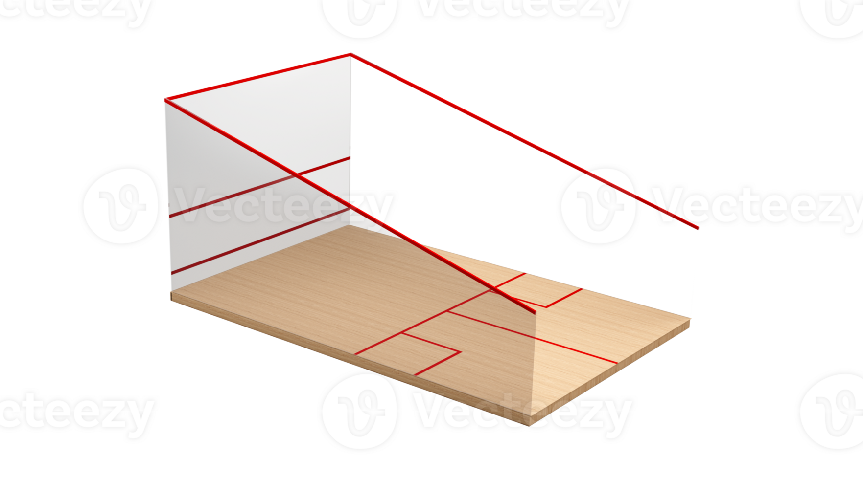 3D Rendering Of A Squash Court With Red Lines Marking Wooden Parquet And White Walls 3D Illustration png
