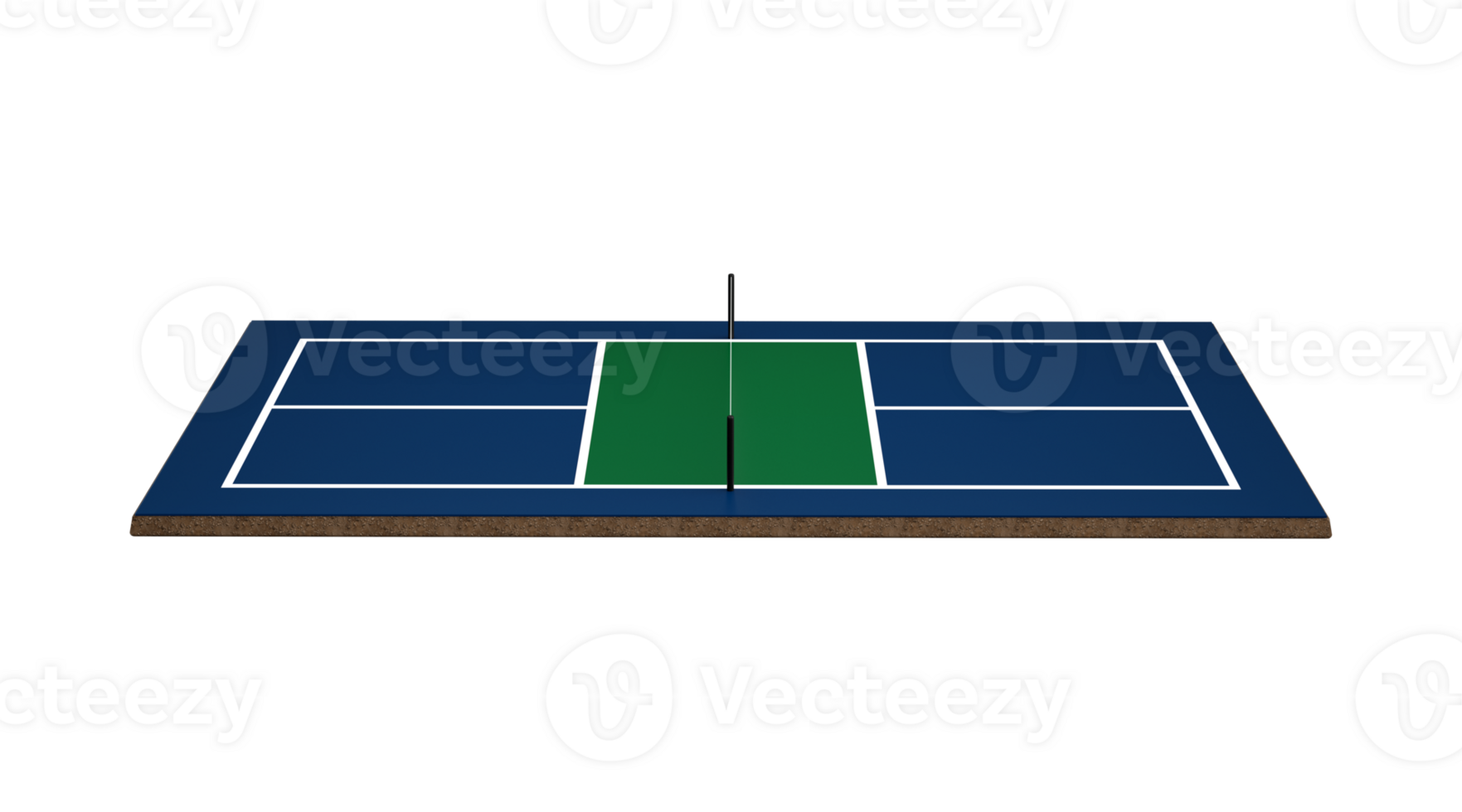 3D Pickleball Court With A Net, Blue Floor And White Lines Marking The Boundaries 3D Illustration png