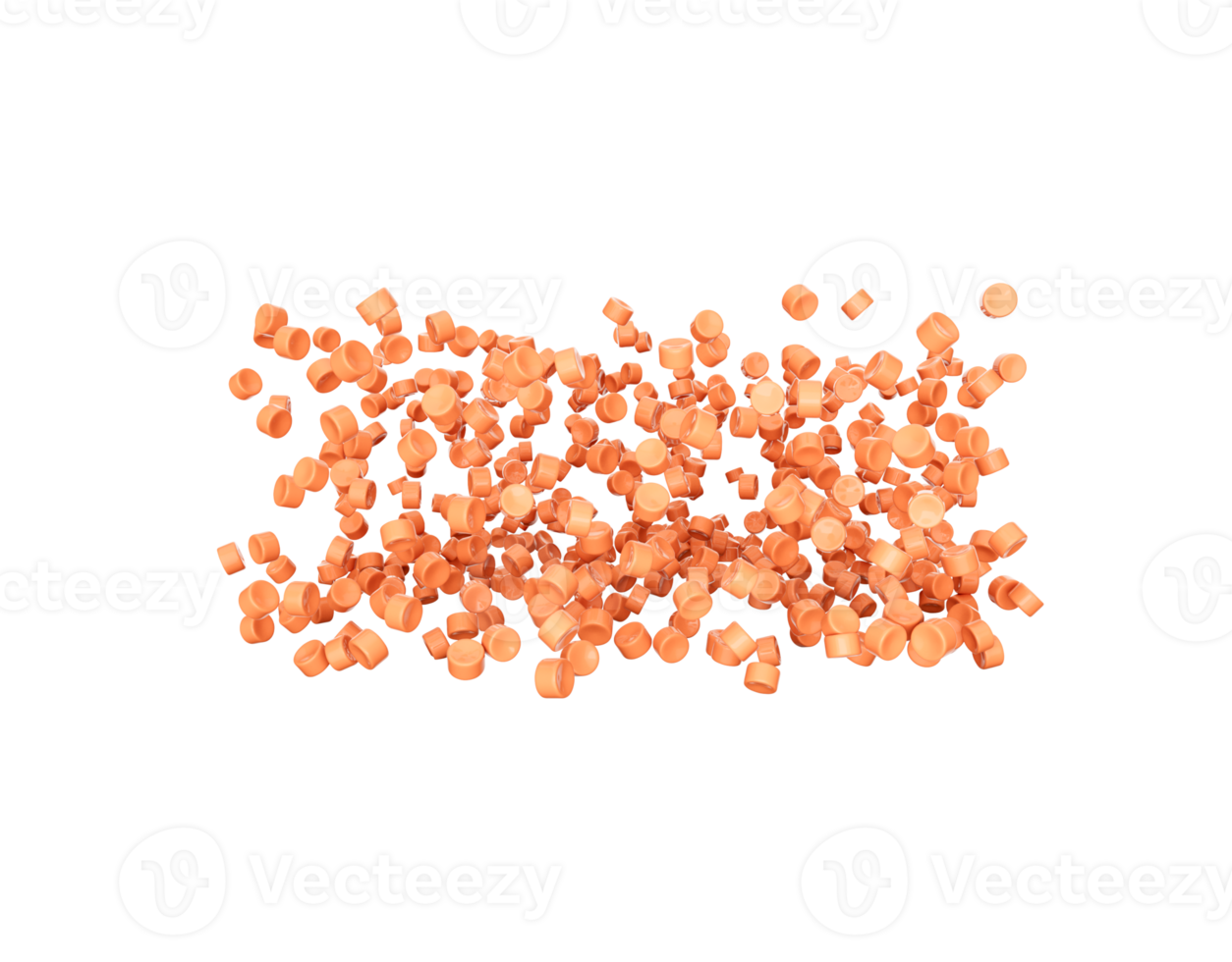 3d Orange Plastic Pellets Or PVC Polymer Beads Flying In The Air 3d Illustration png
