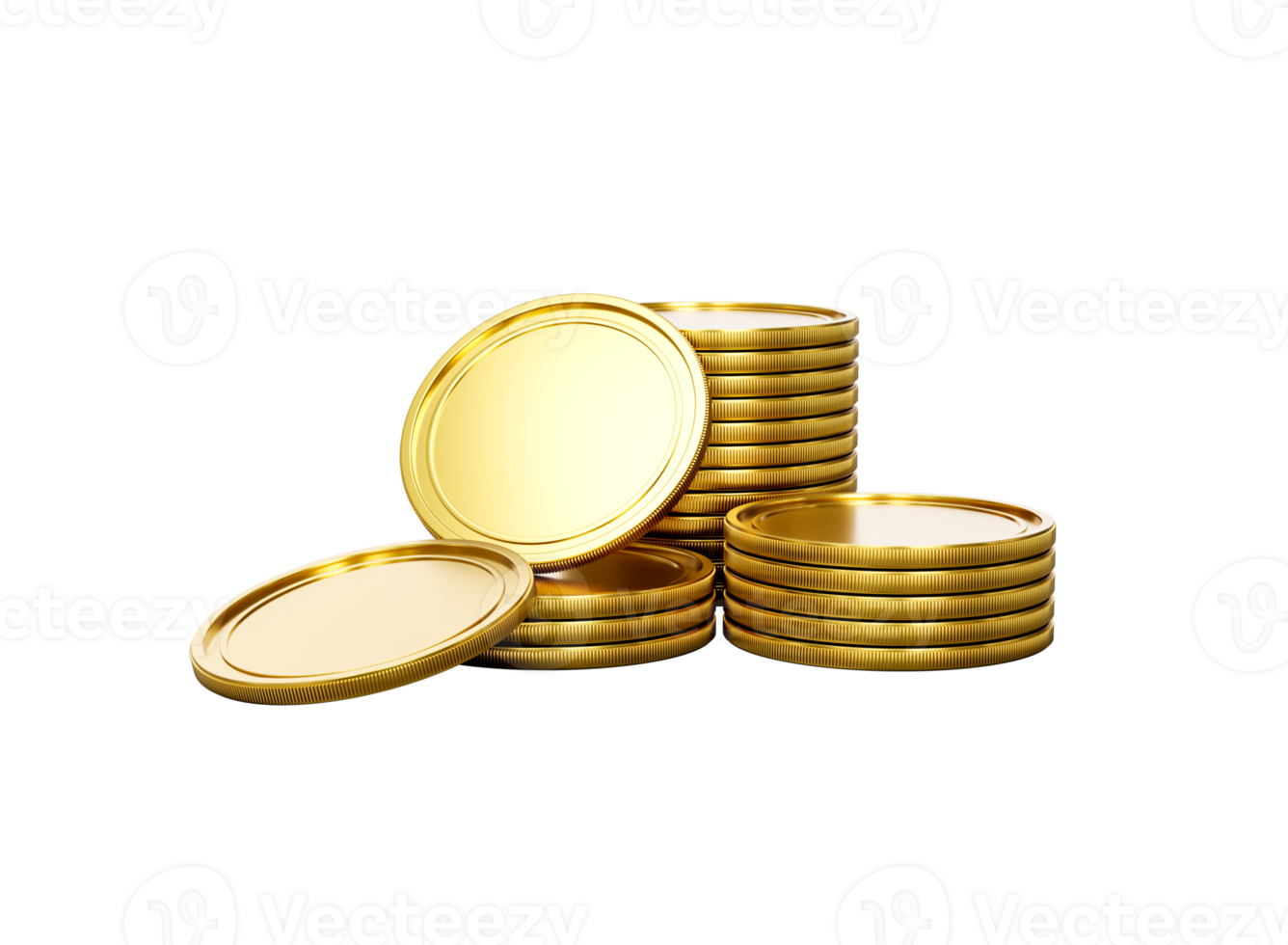 3d Stack Of Golden Coins Shiny Rounded Coins Stack 3d Illustration png
