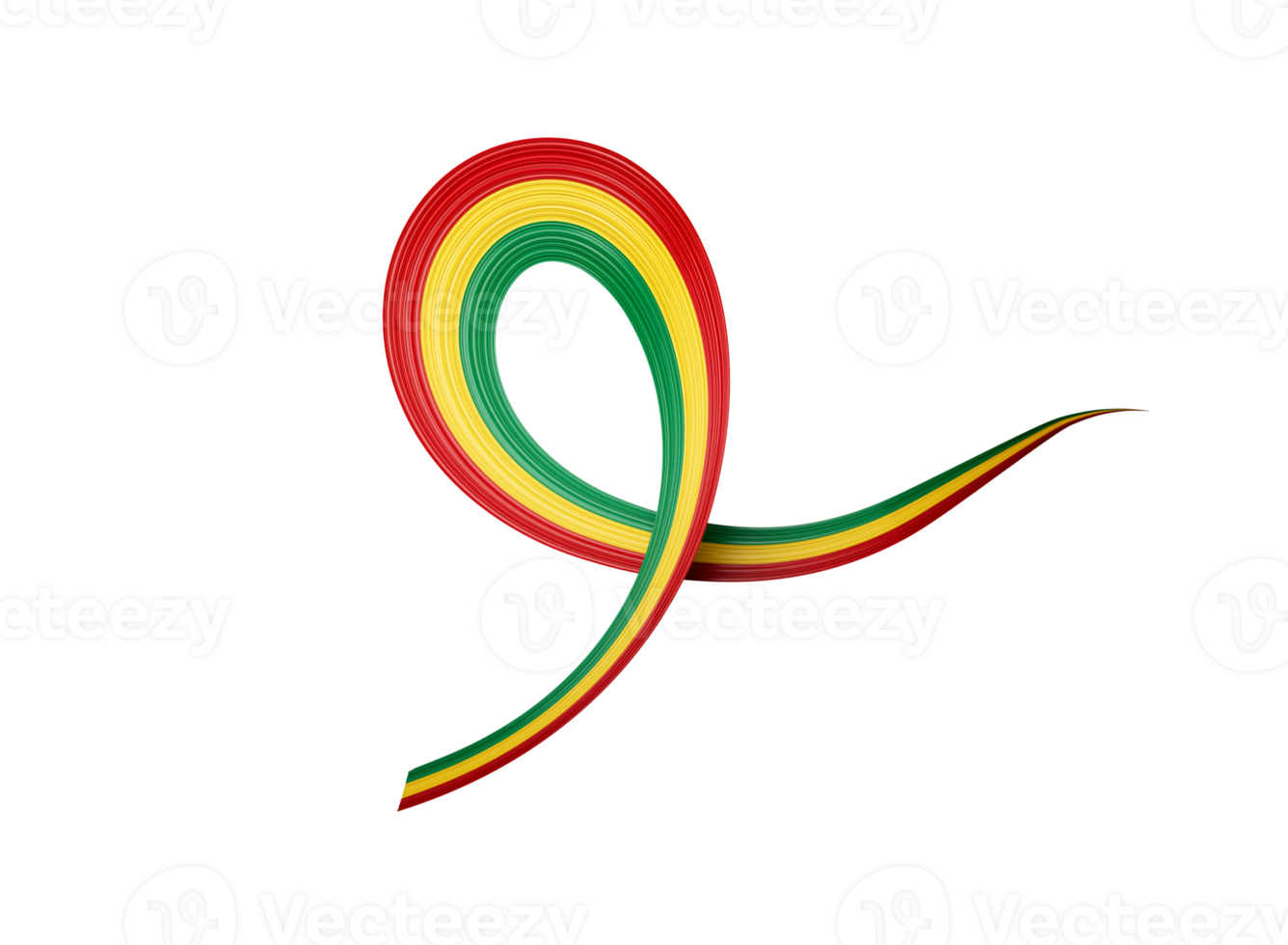 3d Flag Of Guinea Shiny Wavy Awareness Ribbon Flag Of Guinea 3d Illustration png