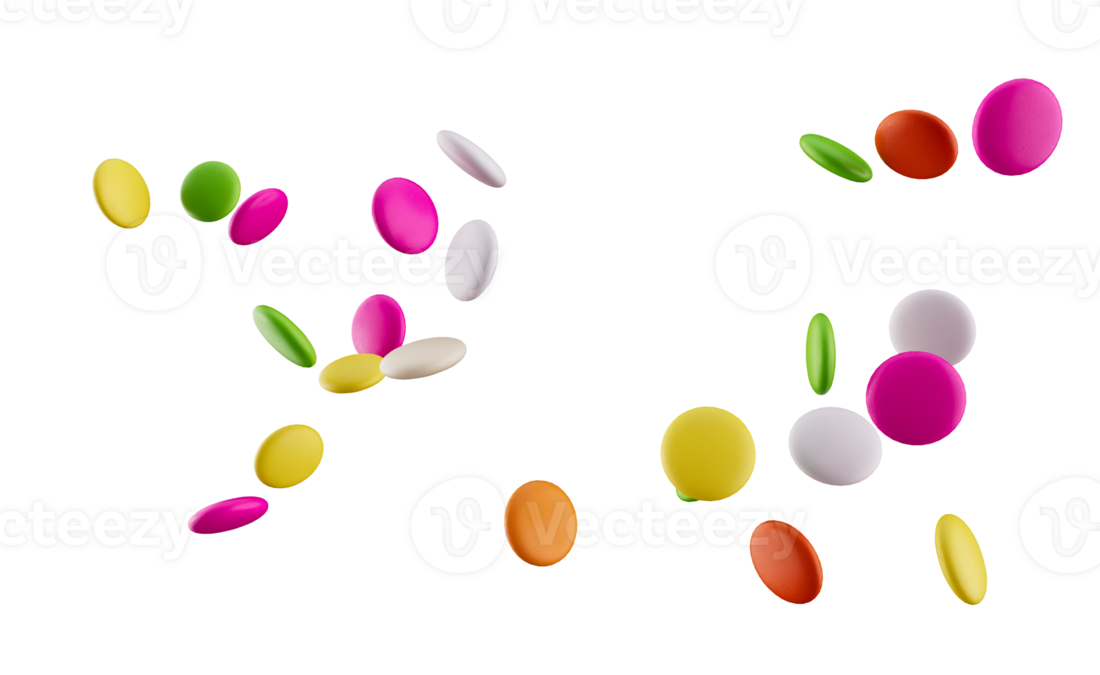 Colorful chocolate candy pills 3d illustration png