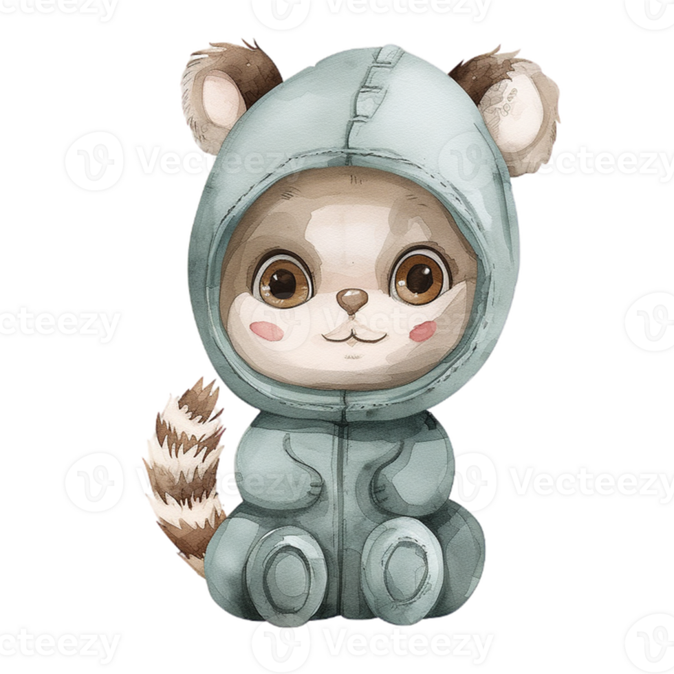 a cute little raccoon in a hoodie png