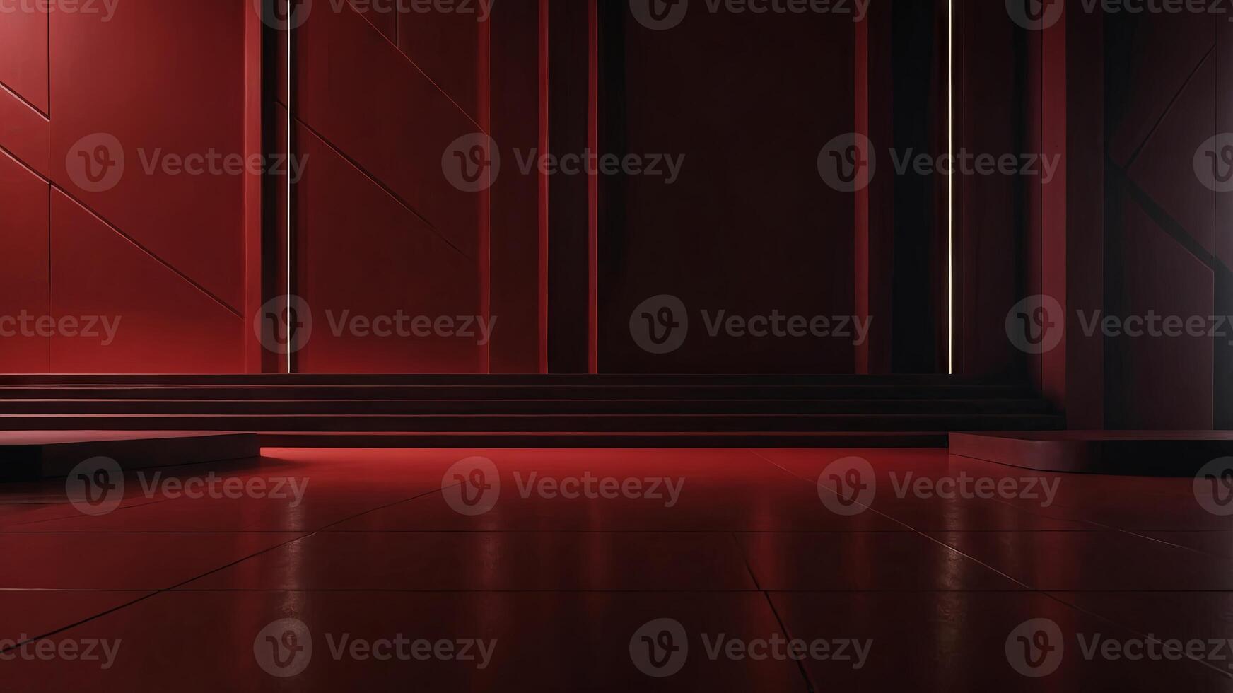 Red abstract background, empty space for product display, with light and shadow. . photo