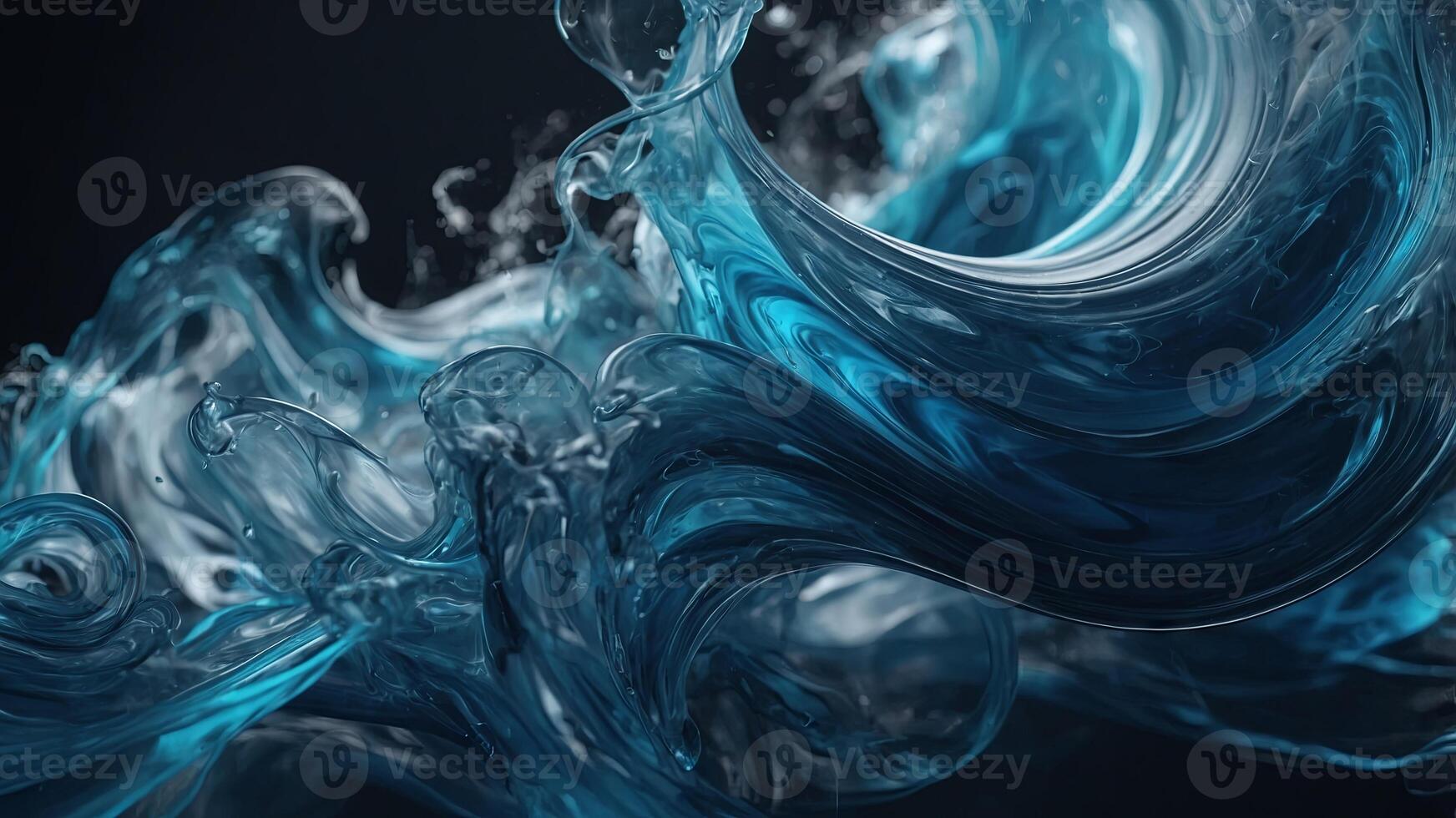 Abstract background with smooth, blue, flowing curves reminiscent of smoke or water. photo
