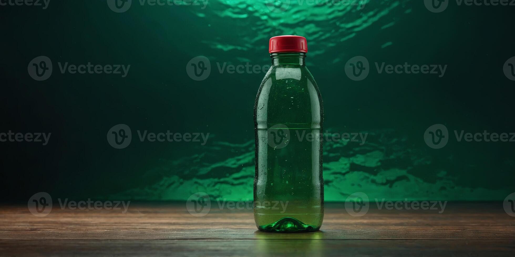 Green water bottle blank product mock up. . photo