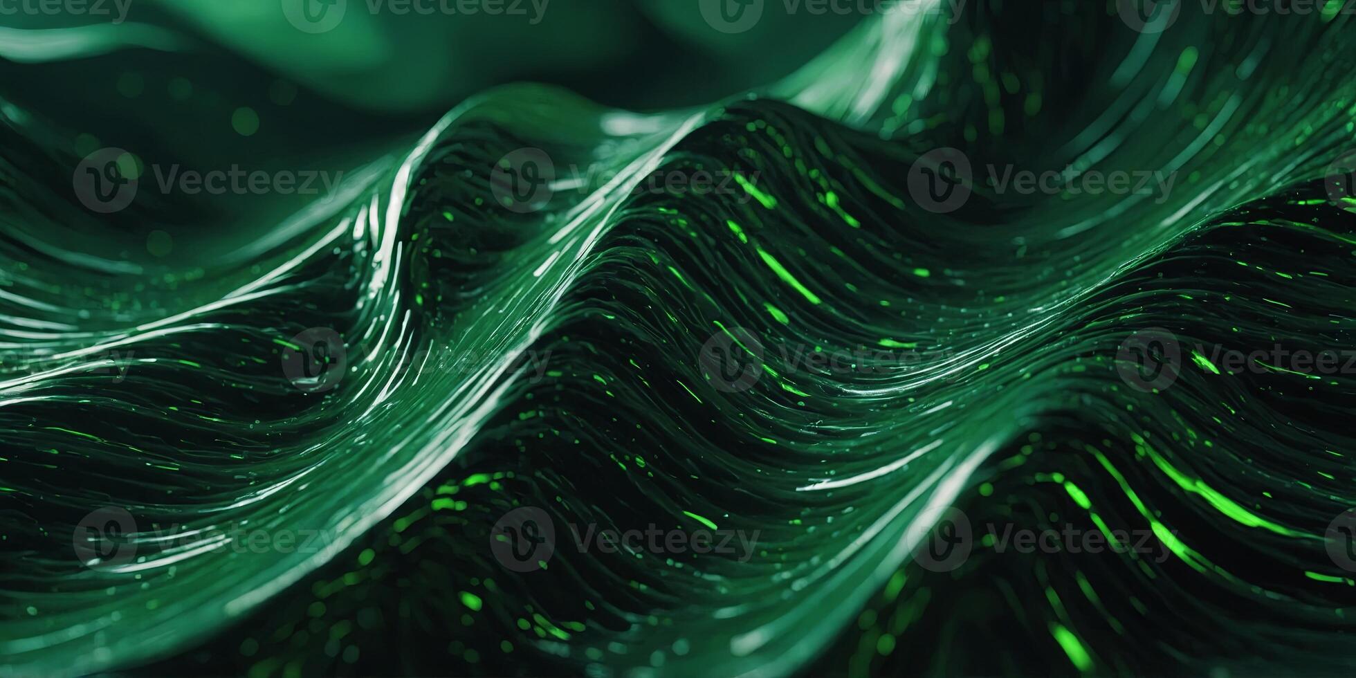 Futuristic abstract green background in the form of a wave. . photo