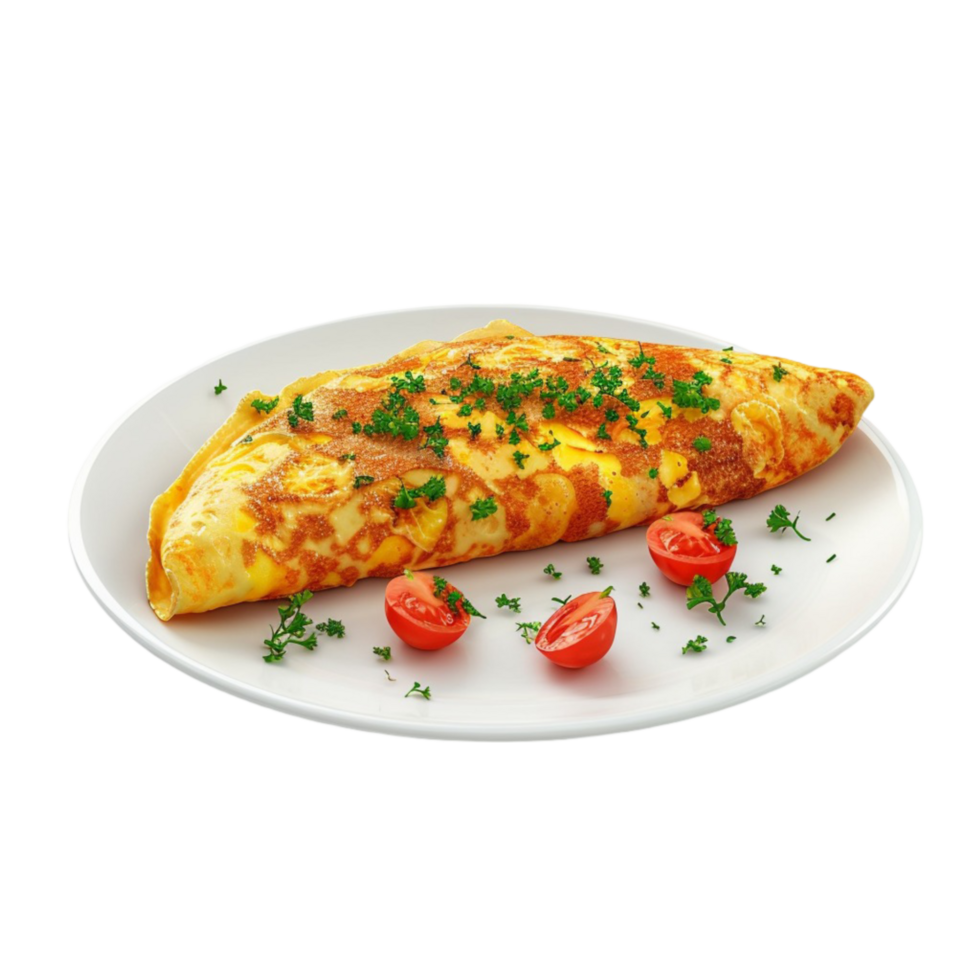 Omelet with Tomato and Parsley on a Plate png