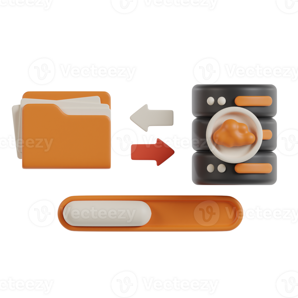 Cloud Transfer 3D Icon. transfer Data download and Upload 3D Icon png