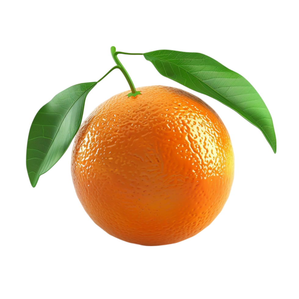 Orange with Green Leaf on Transparent Background png