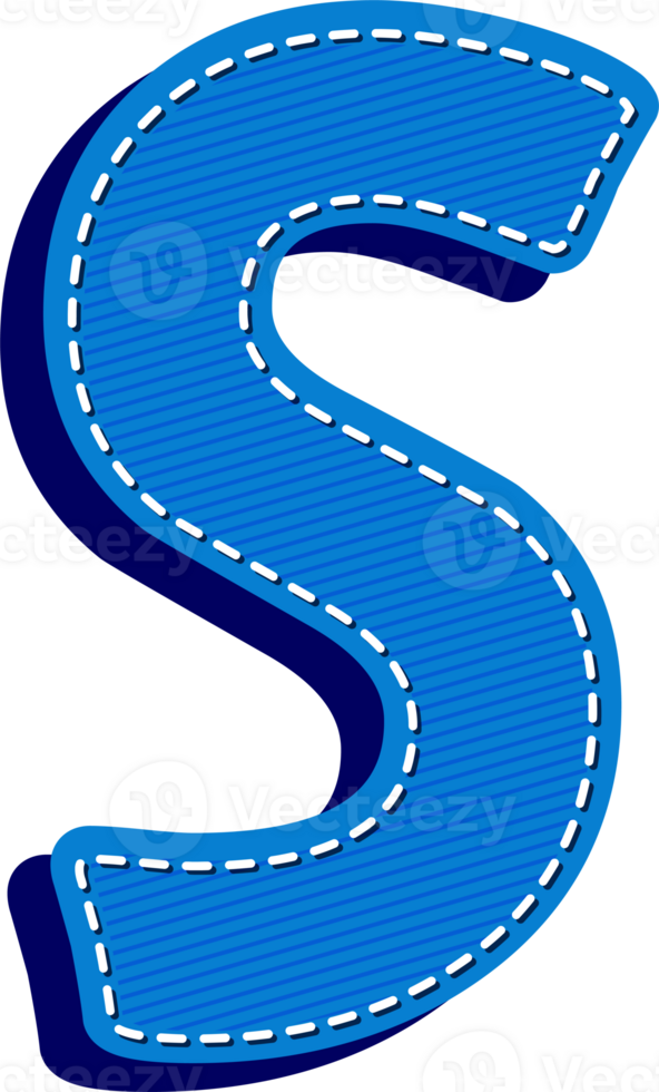 Letter S, Blue Jean Alphabet Dash Effect png
