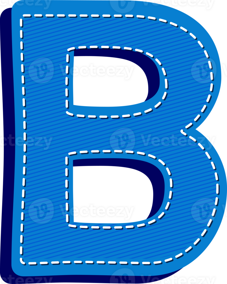 Letter B, Blue Jean Alphabet Dash Effect png