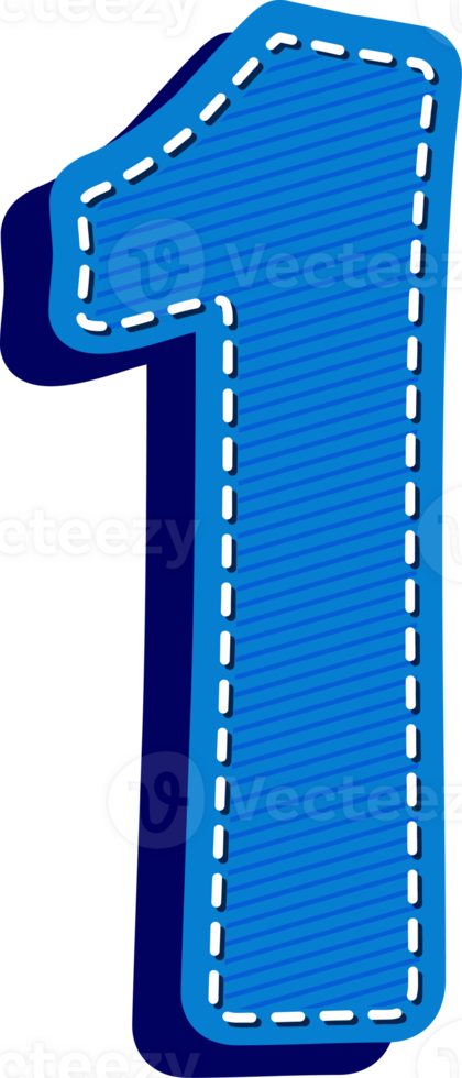 Number 1, Blue Jean Alphabet Dash Effect png