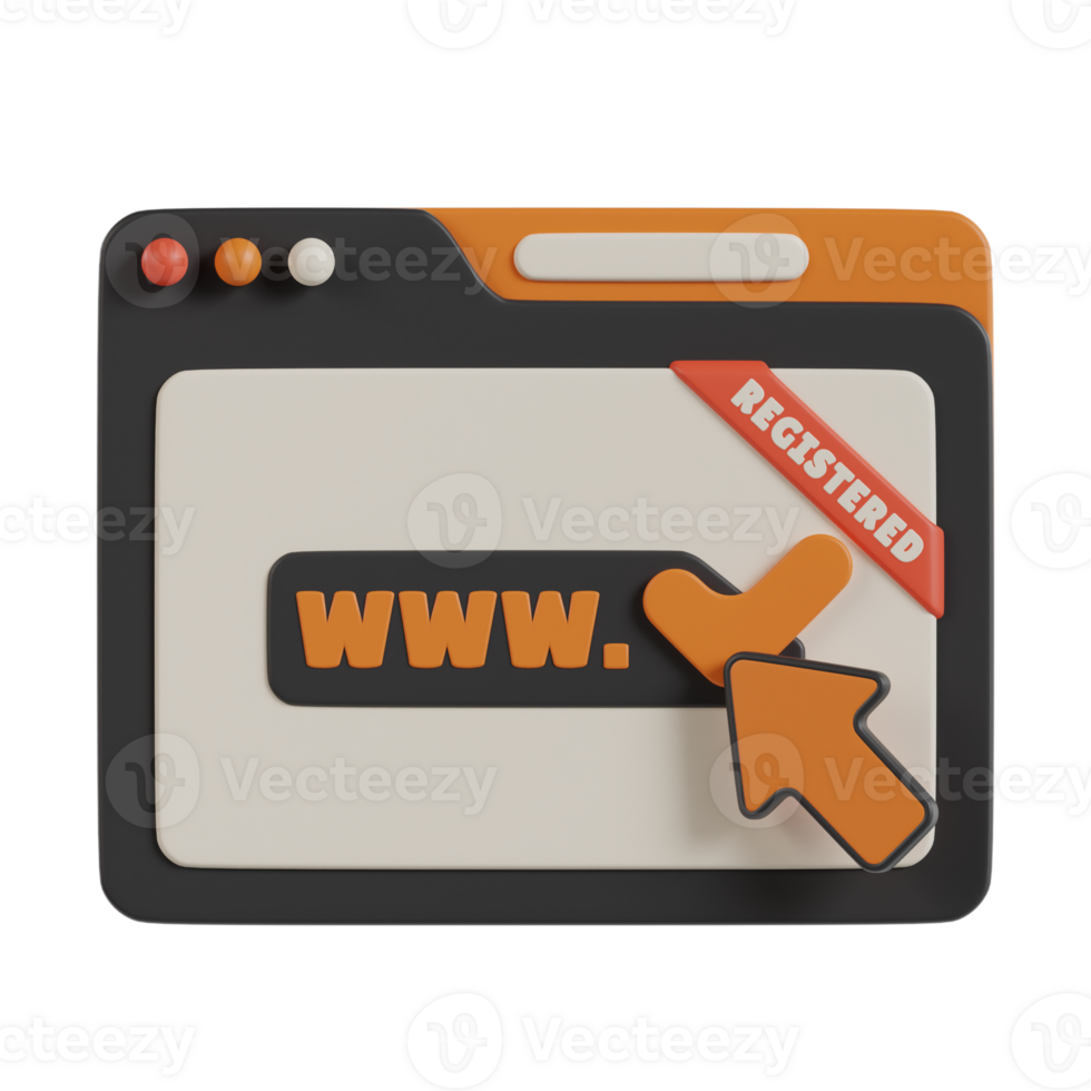 Registered Domain 3D Icon. Domain Registration 3D Icon png
