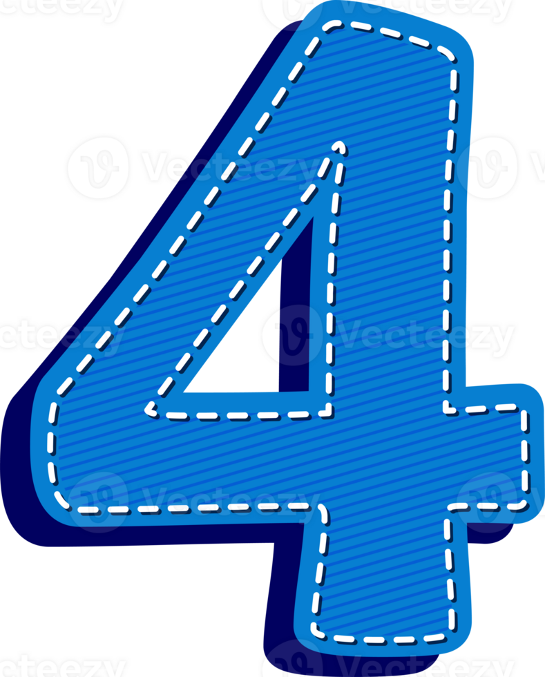 Number 4, Blue Jean Alphabet Dash Effect png