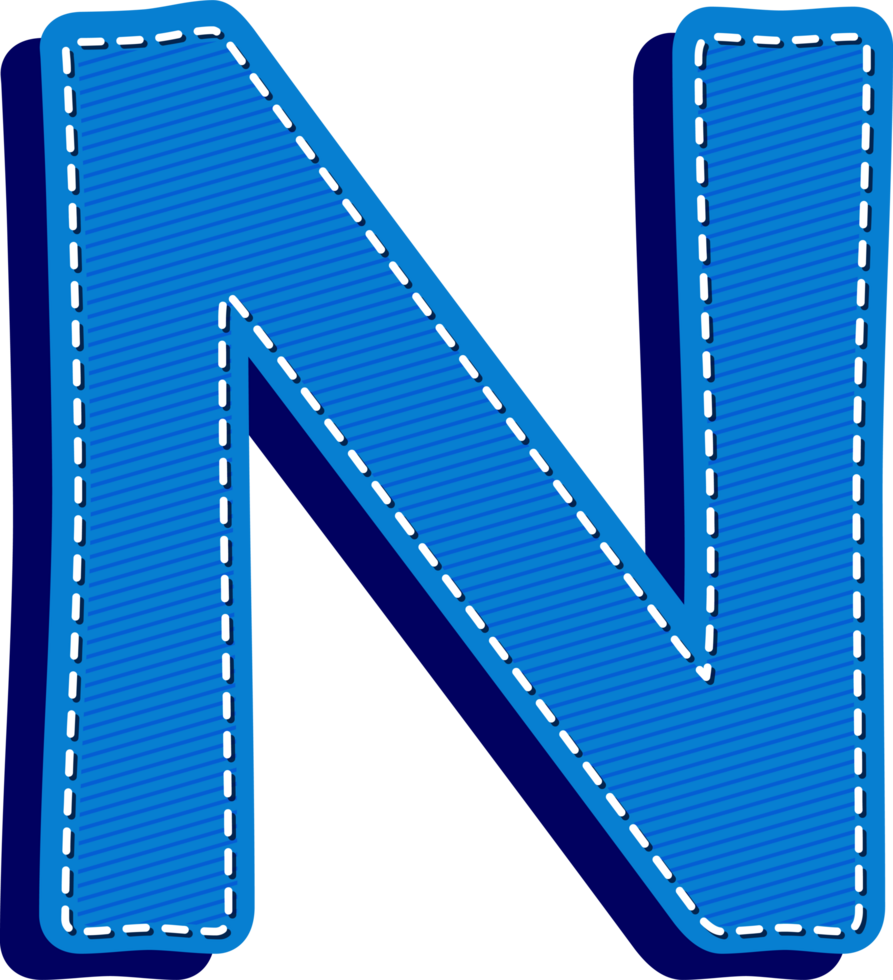 Letter N, Blue Jean Alphabet Dash Effect png