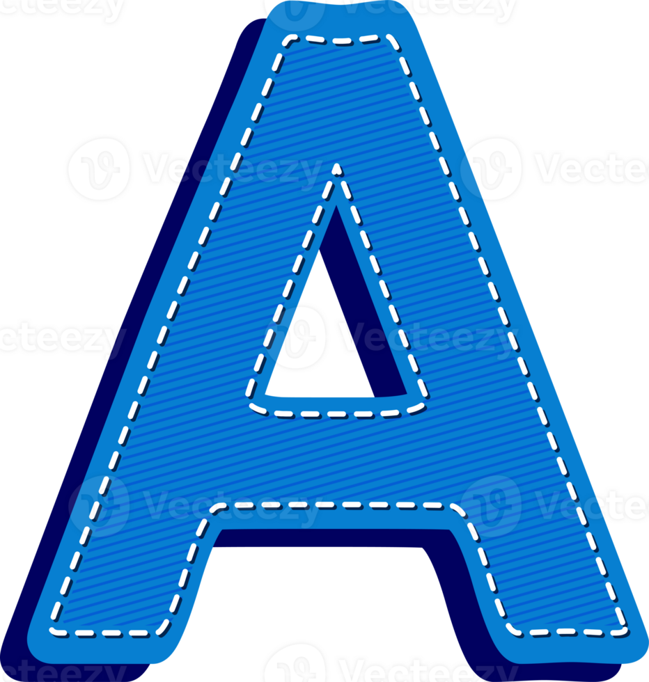 Letter A, Blue Jean Alphabet Dash Effect png