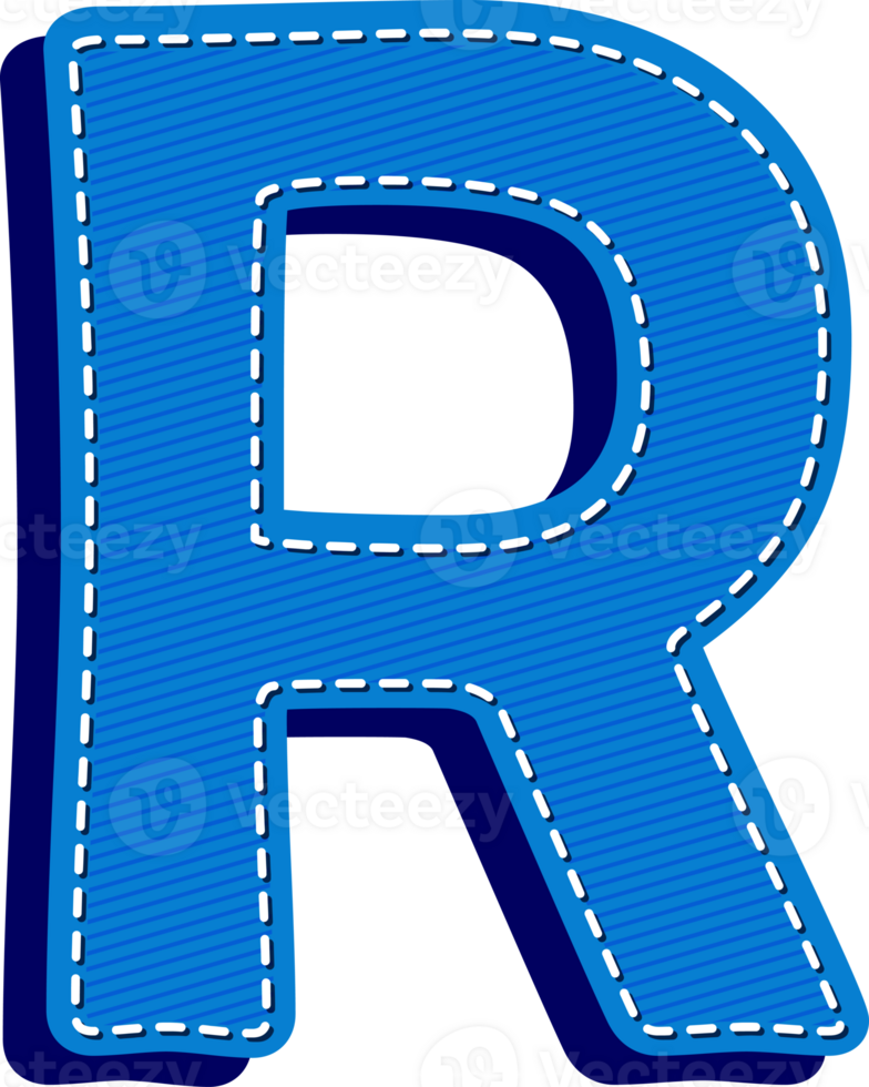 Letter R, Blue Jean Alphabet Dash Effect png