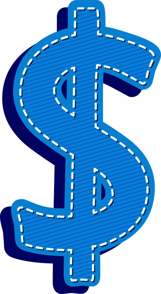 Dollar, Blue Jean Alphabet Dash Effect png