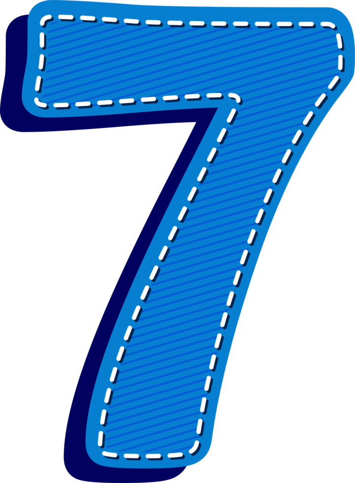 Number 7, Blue Jean Alphabet Dash Effect png