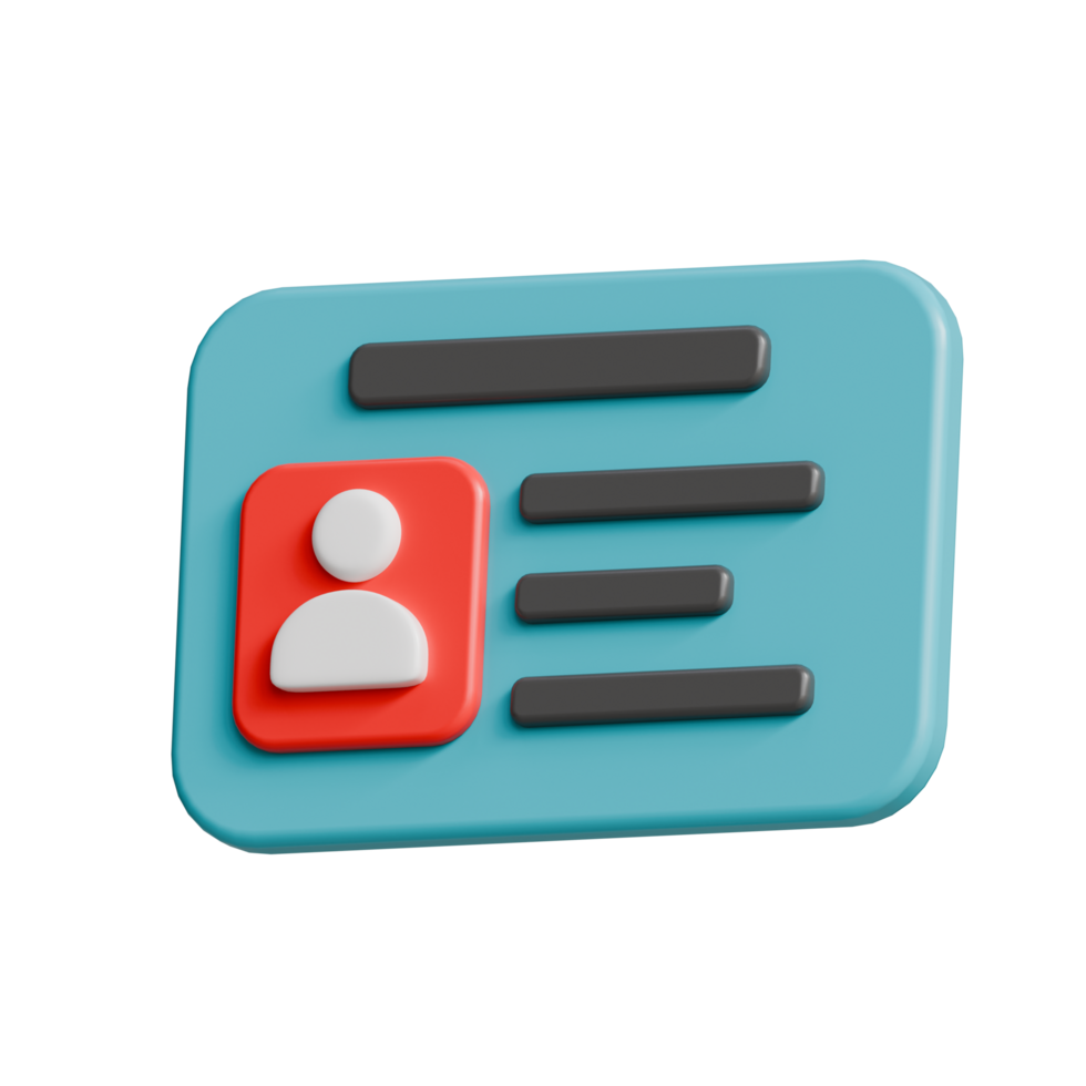 Identification ID card 3d icon png