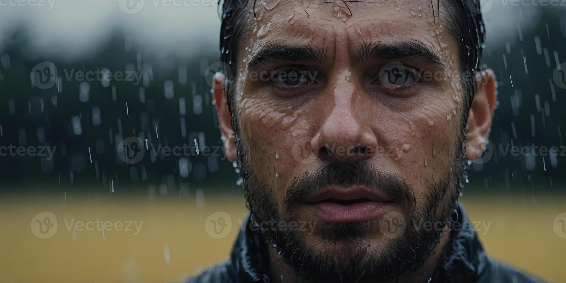 A close up of a man with a wet face Suitable for various uses. photo