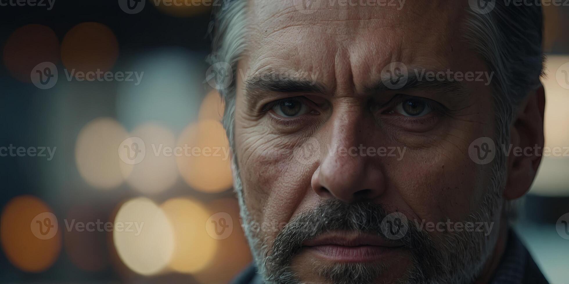 A close up of a man with a serious expression Suitable for business concepts. photo