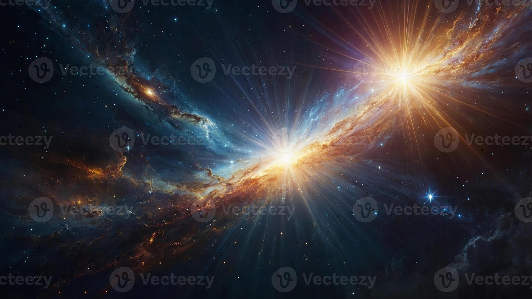 Divine Light Beams Blessing the Cosmos, To convey a sense of divine presence, spiritual illumination, and otherworldly beauty in a digital art context. photo