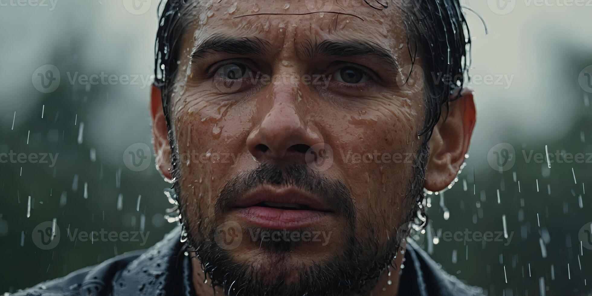A close up of a man with a wet face Suitable for various uses. photo