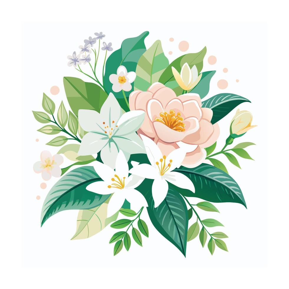 Beautiful Flowers Watercolor Florals Illustration vector