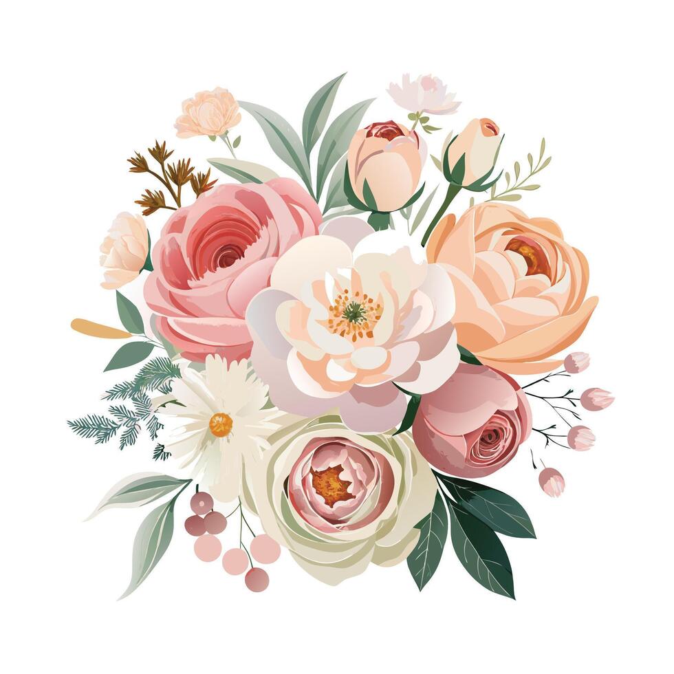 Beautiful Flowers Watercolor Florals Illustration vector