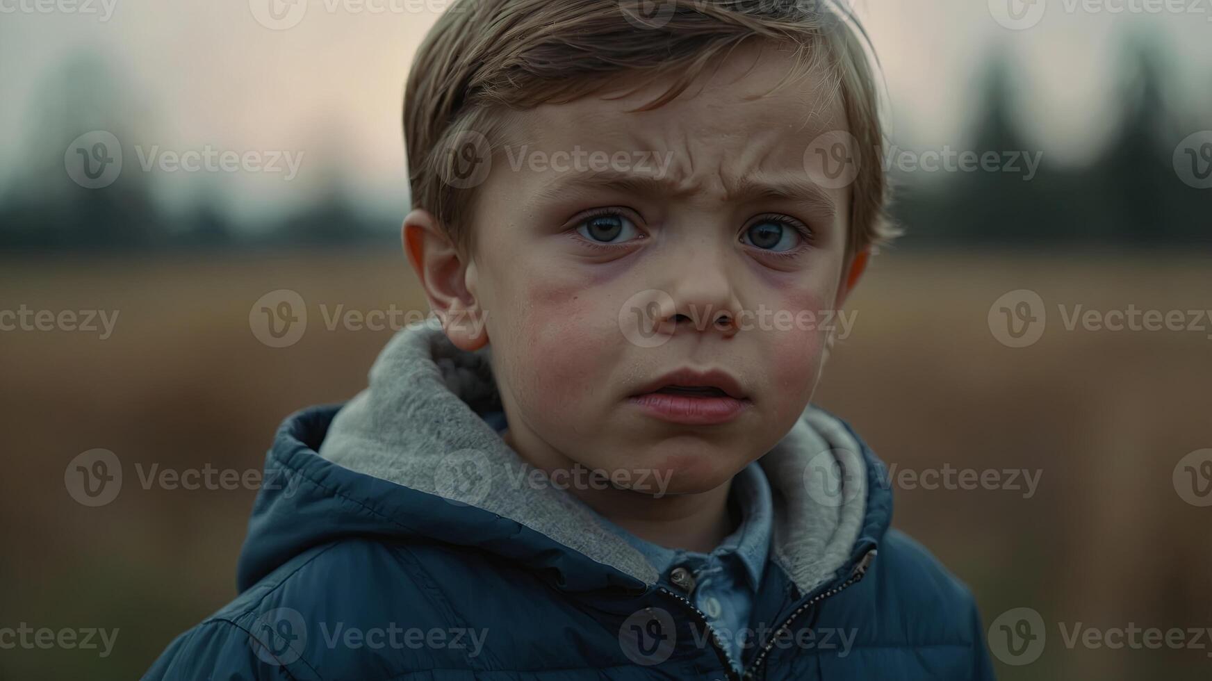 a child with pronounced emotions on his face. photo