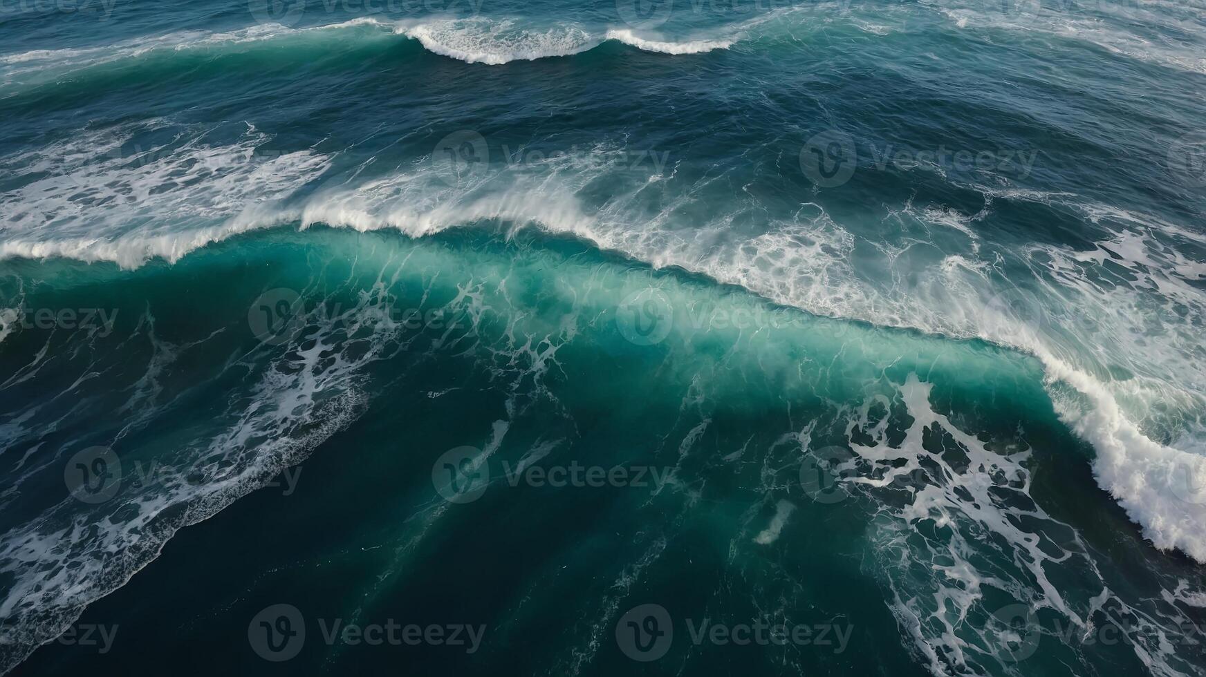 Aerial view of waves moving in the ocean. photo