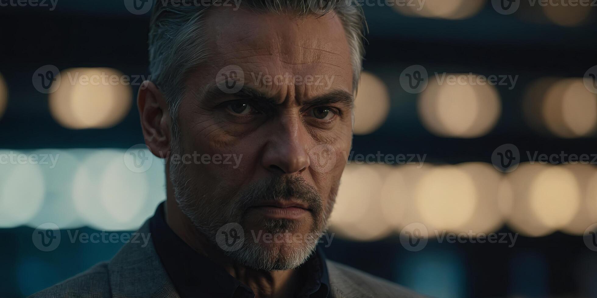 A close up of a man with a serious expression Suitable for business concepts. photo