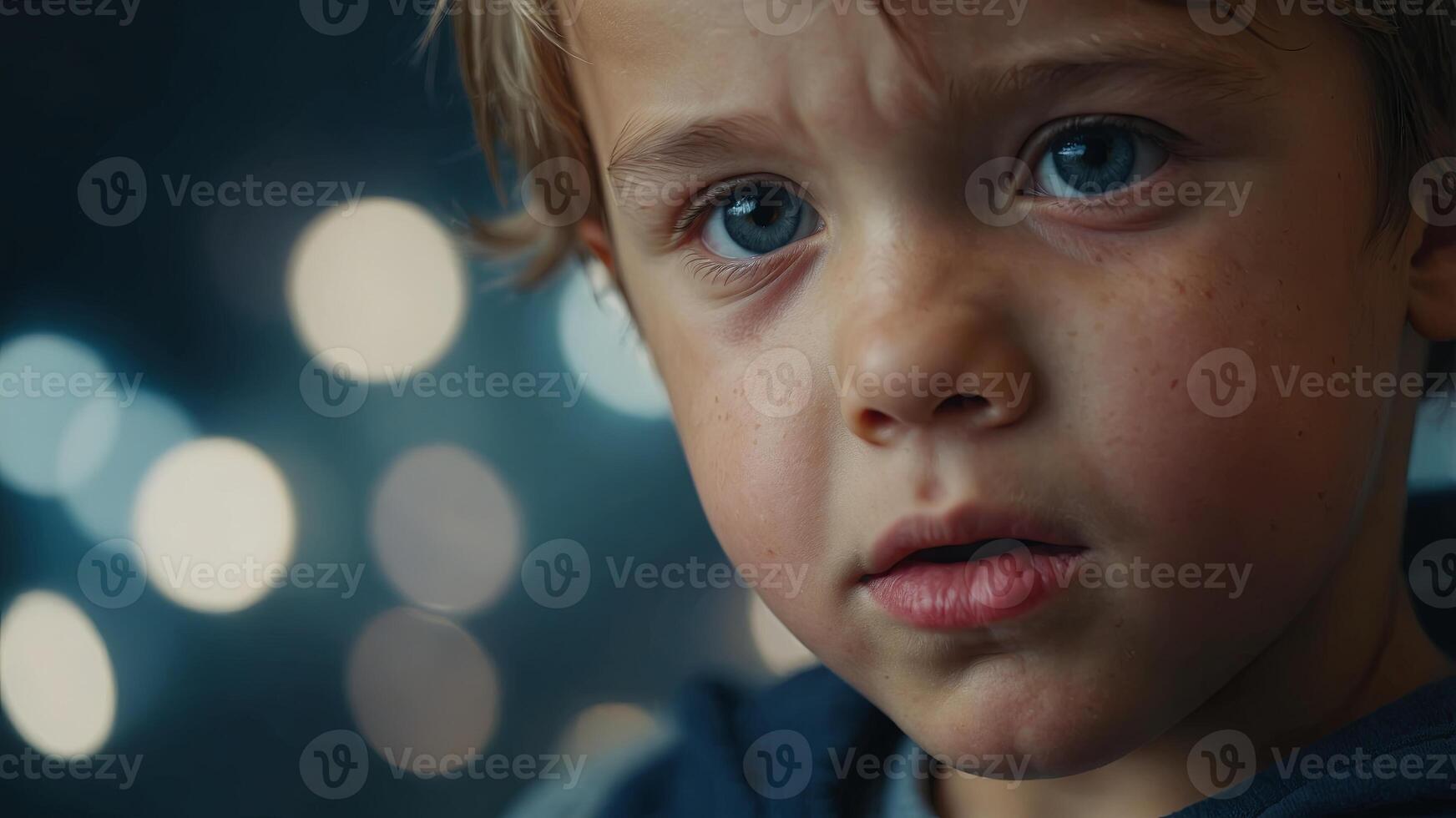 a child with pronounced emotions on his face. photo