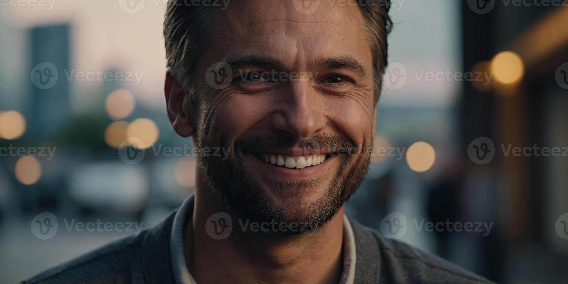 A close up of a man with a smile on his face, suitable for various projects. photo