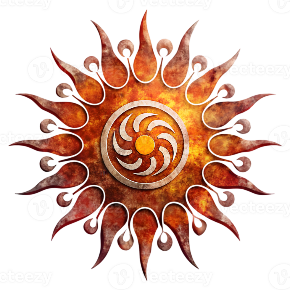 Grunge Tribal Sun Tattoo Sticker png