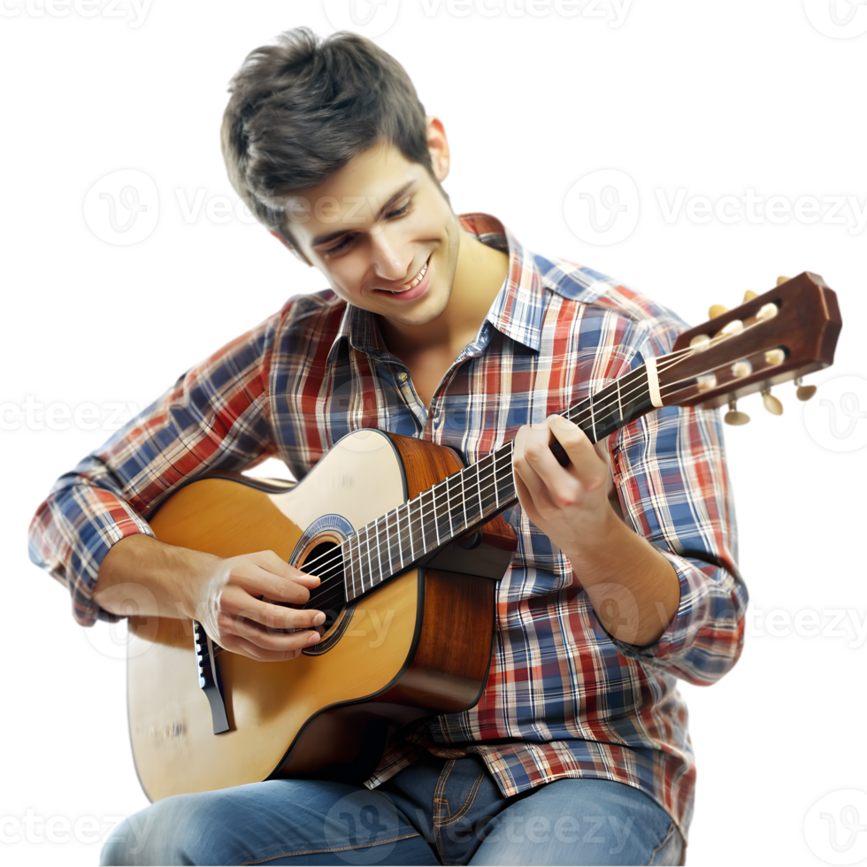 junger Mann spielt Gitarre png