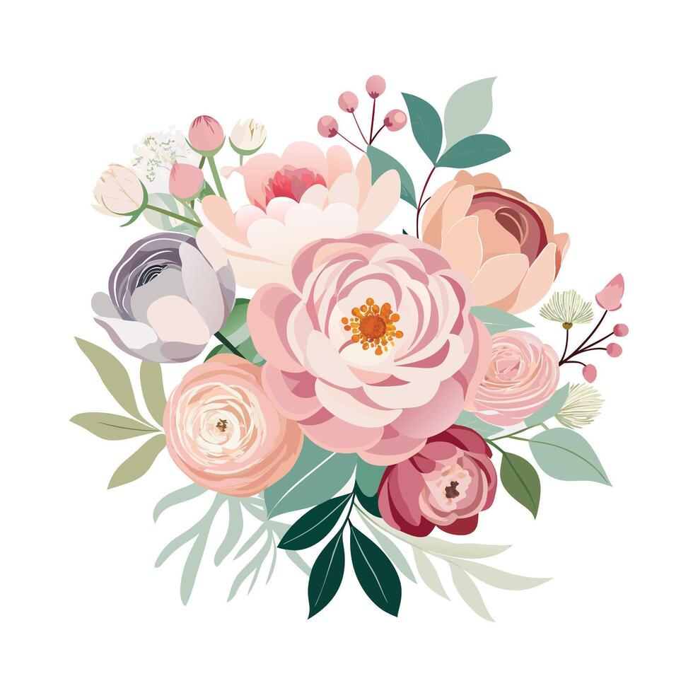 Beautiful Flowers Watercolor Florals Illustration vector