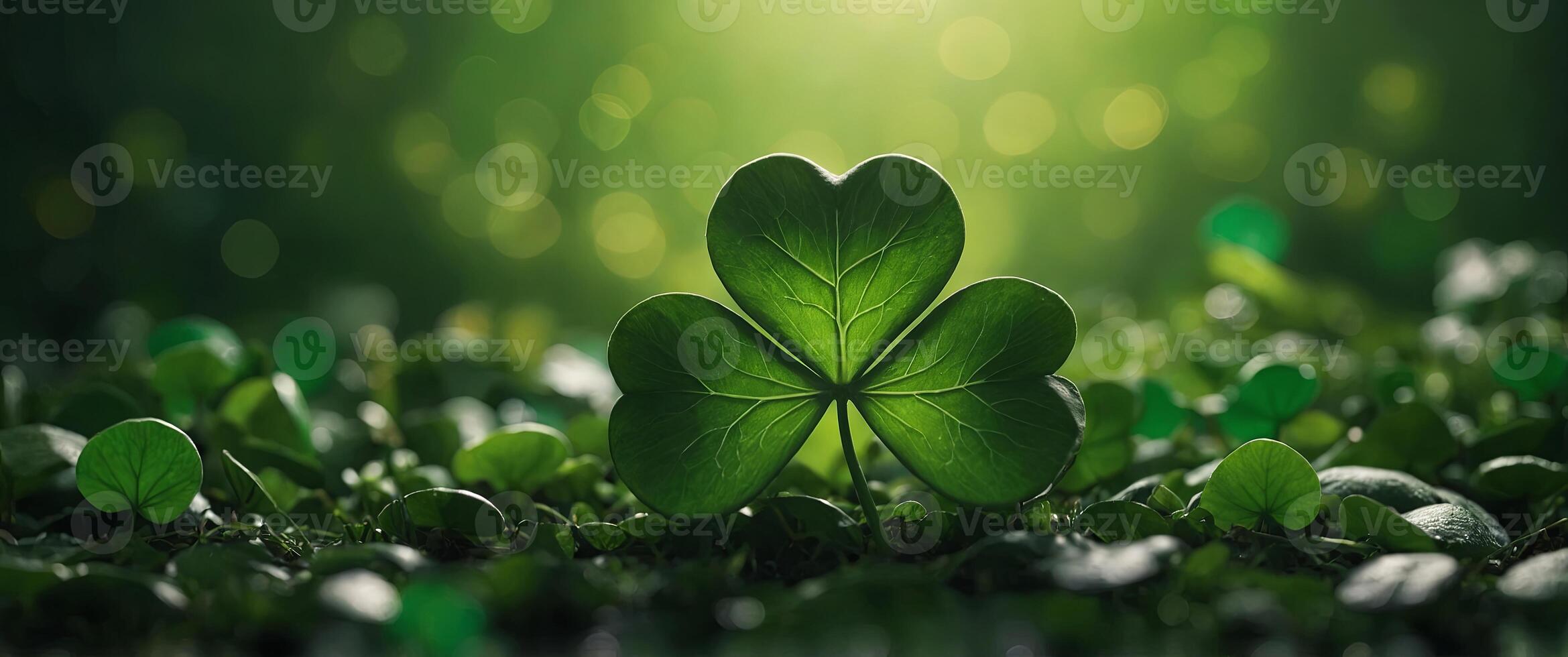 St Patrick's day background - shamrock and bokeh background. photo